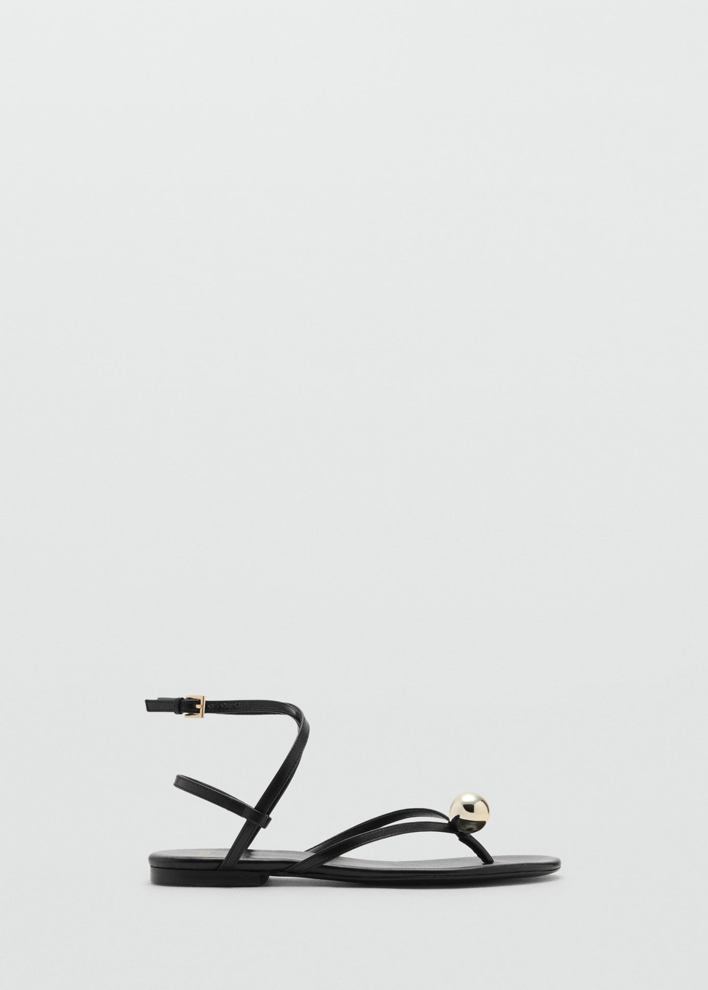 Leather strap sandals with metallic detail