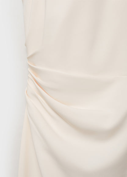 Draped halter-neck dress with flower motif