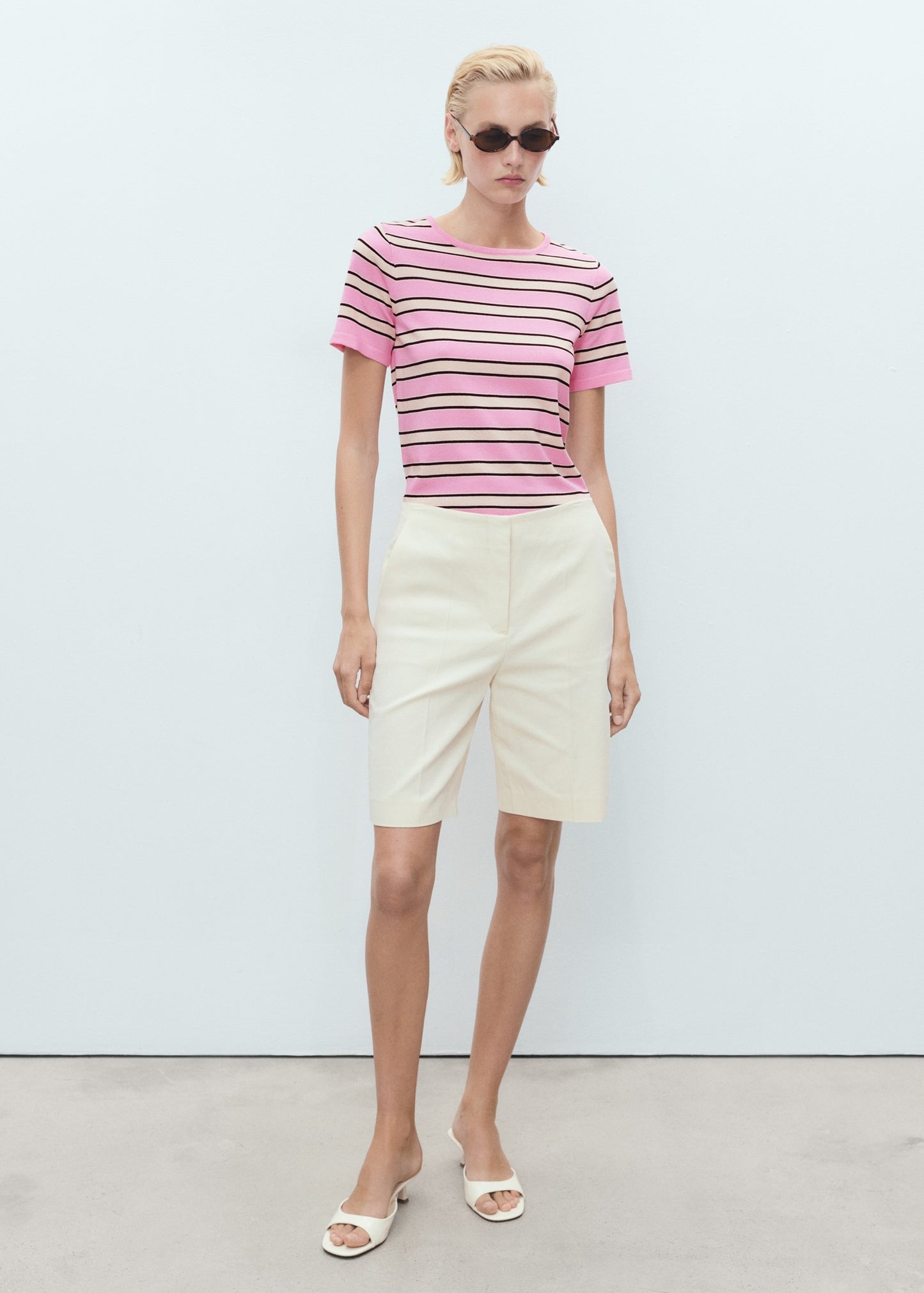 Short-sleeved jersey with combined stripes