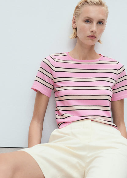 Short-sleeved jersey with combined stripes