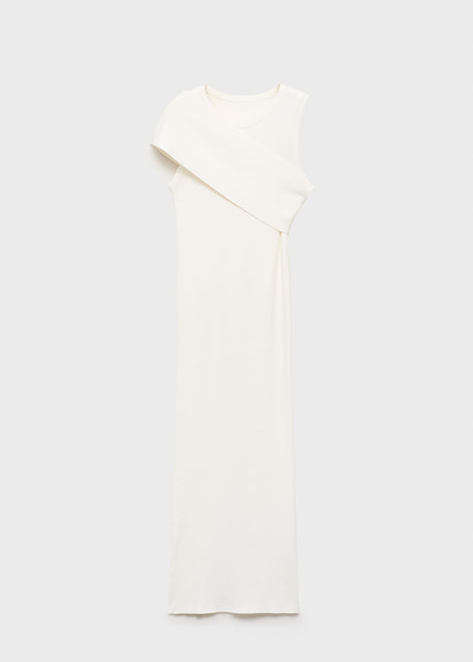 Asymmetrical sleeve knit dress