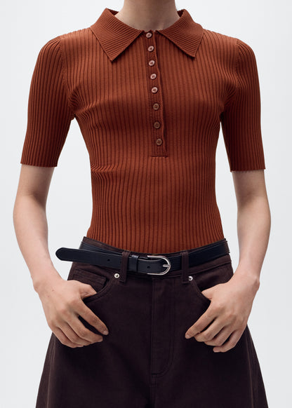 V-neck ribbed knit sweater
