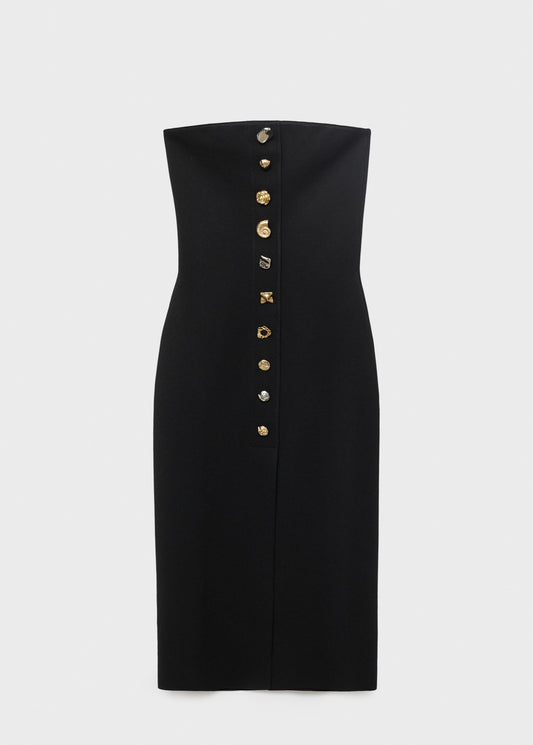 Strapless dress with jewel buttons