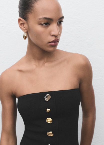 Strapless dress with jewel buttons