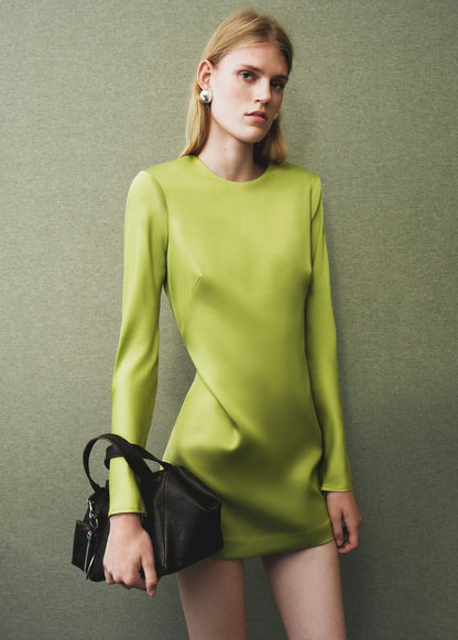Open-back satin-effect dress