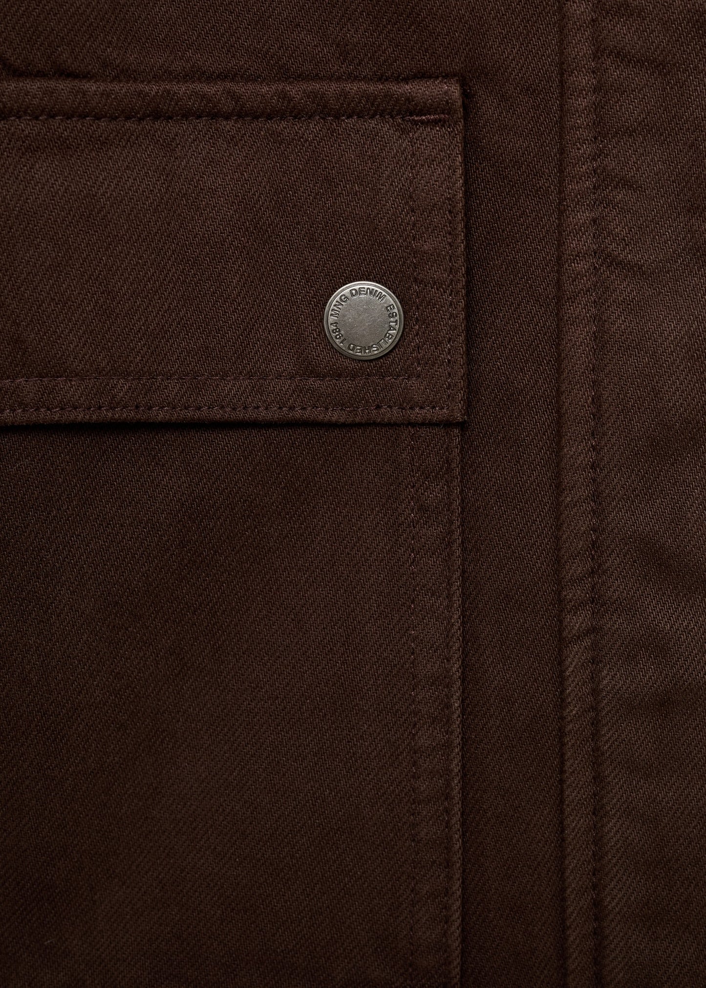 Denim parka with leather-effect collar