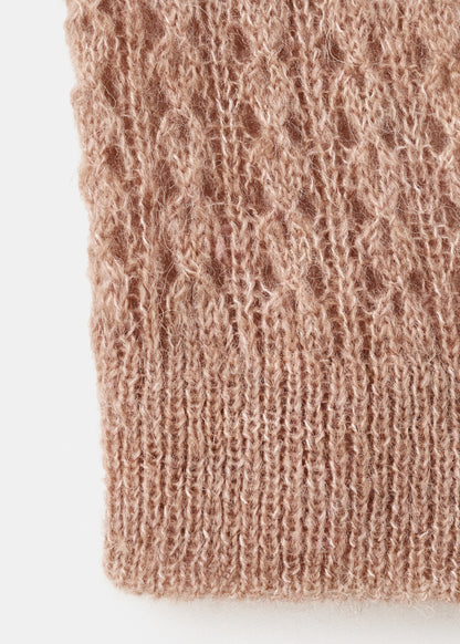 Openwork knitted polo-neck sweater