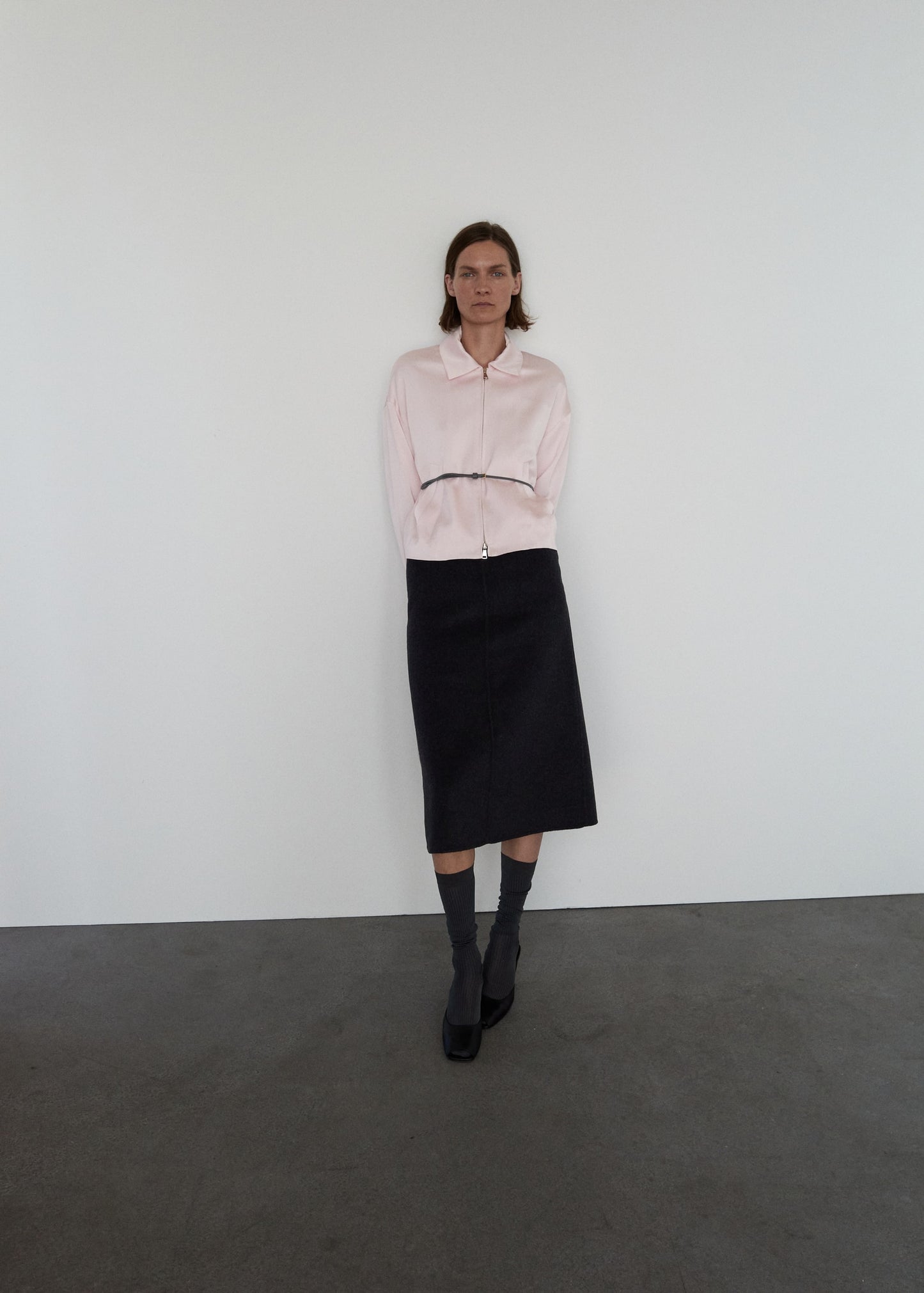 Satin jacket with zip