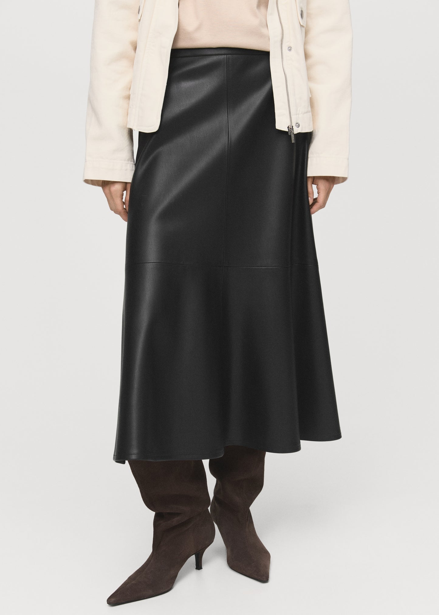 Leather-effect midi-skirt