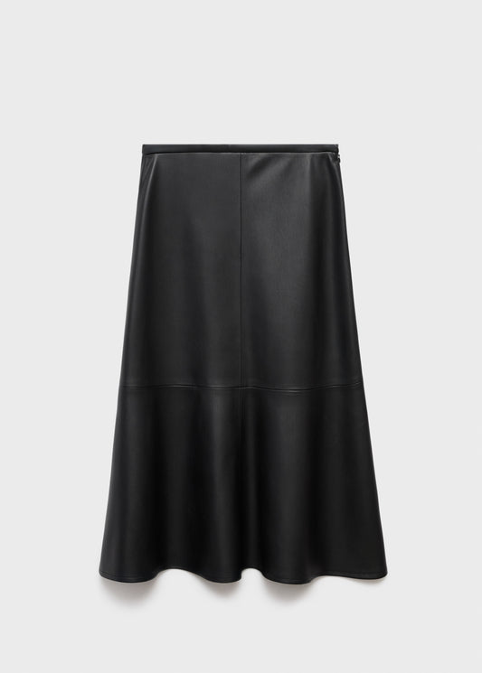 Leather-effect midi-skirt