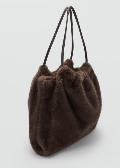Fur-effect shoulder bag