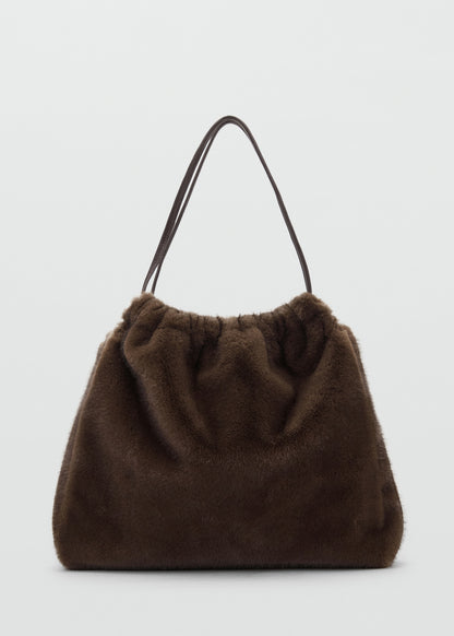 Fur-effect shoulder bag