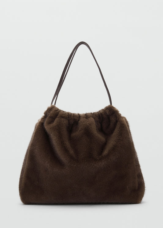 Fur-effect shoulder bag