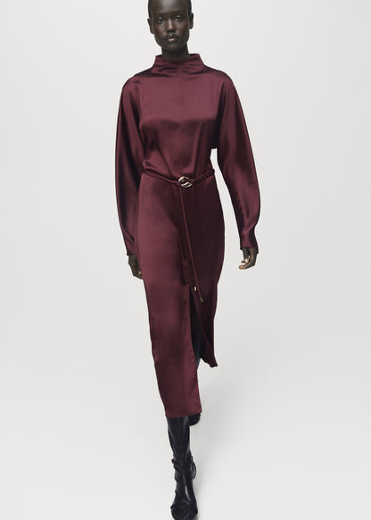 Belt satin dress
