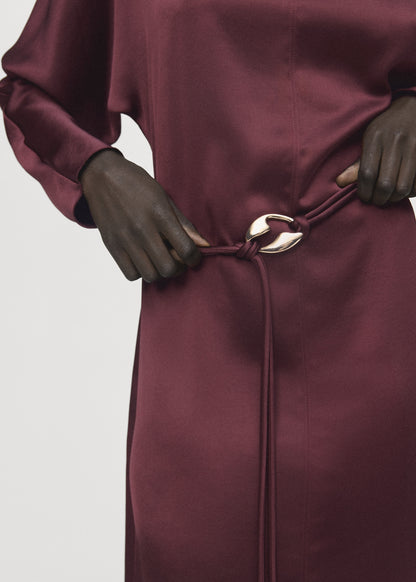 Belt satin dress
