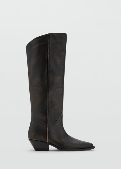 Worn-look leather boots