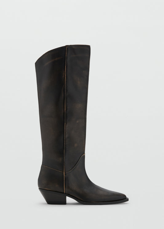 Worn-look leather boots