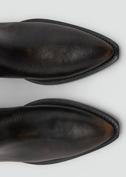 Worn-look leather boots