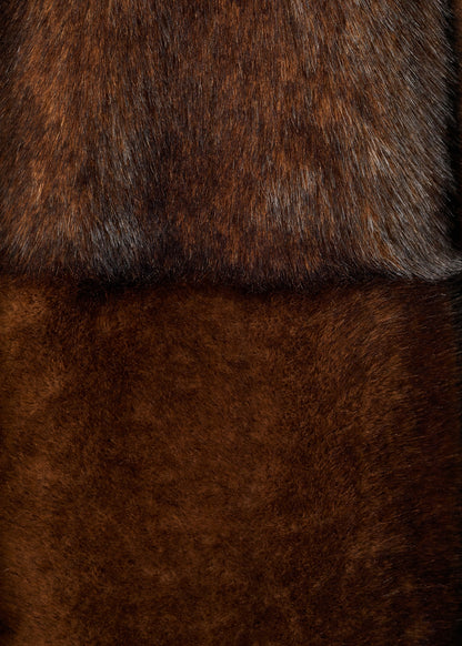 Fur-effect coat with shirt collar