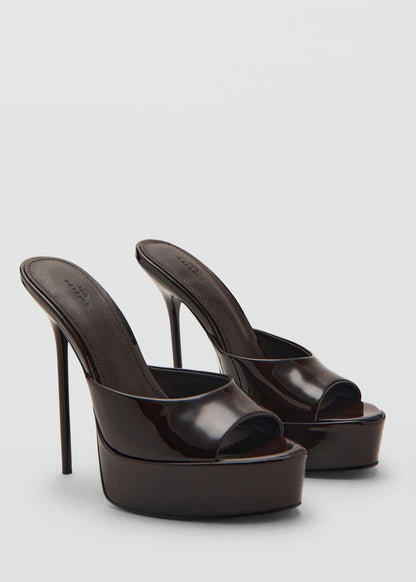 Leather platform-heeled sandals