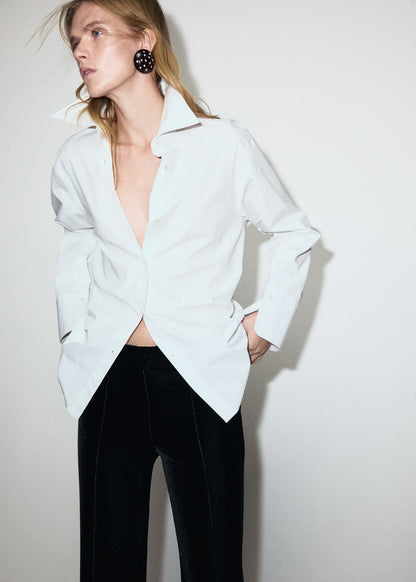 Velvet trousers with seam detail