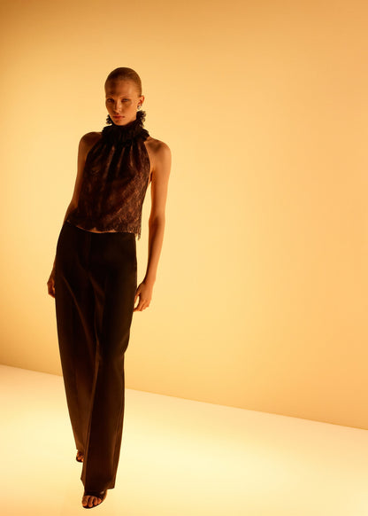 Lace top with ruff collar