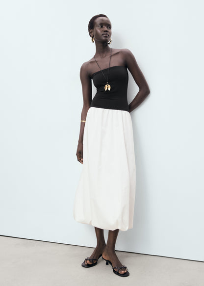 Balloon-effect strapless dress