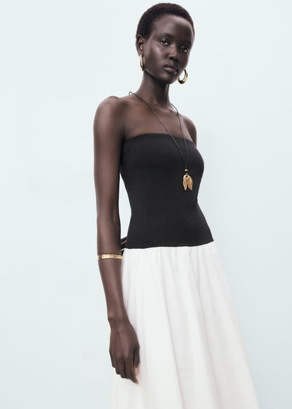 Balloon-effect strapless dress