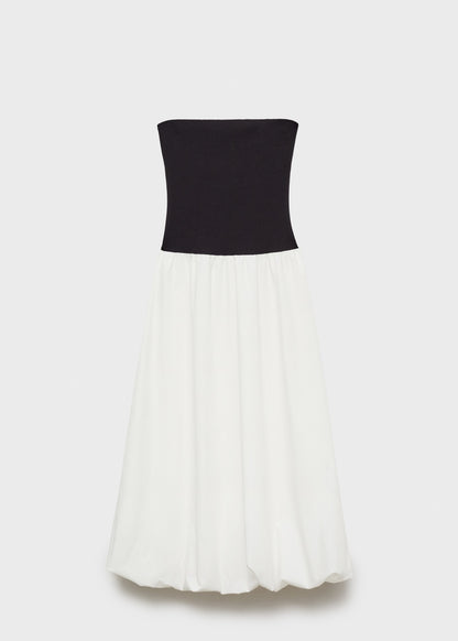 Balloon-effect strapless dress