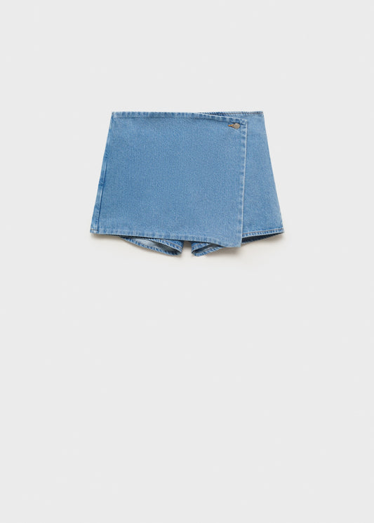 Wrapped denim skort