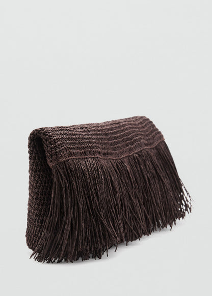 Natural fibre handbag with fringes