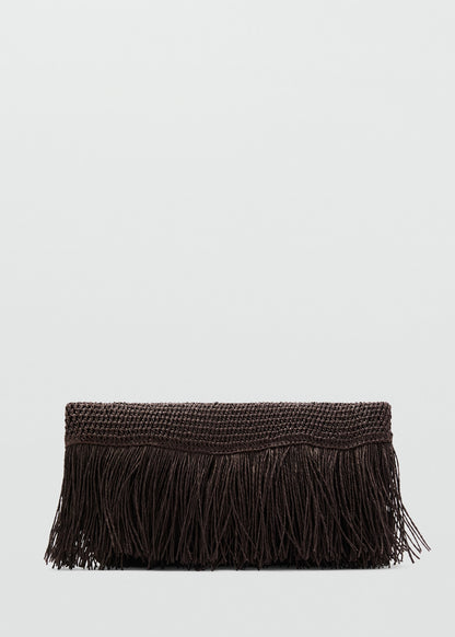 Natural fibre handbag with fringes
