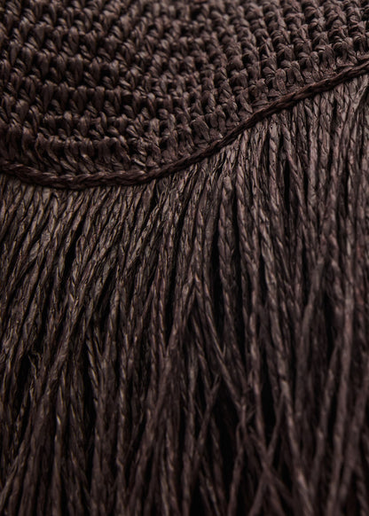 Natural fibre handbag with fringes