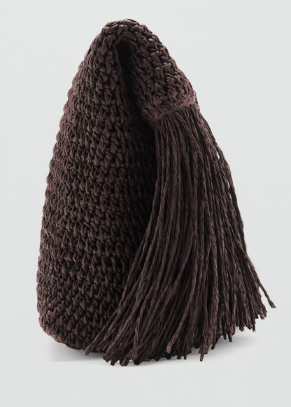 Natural fibre handbag with fringes