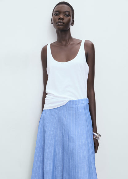 Striped linen-blend skirt