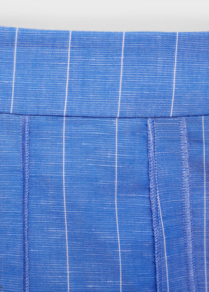 Striped linen-blend skirt