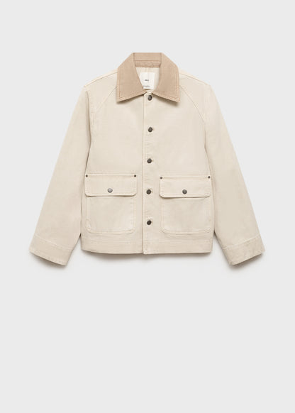Denim parka with contrasting collar