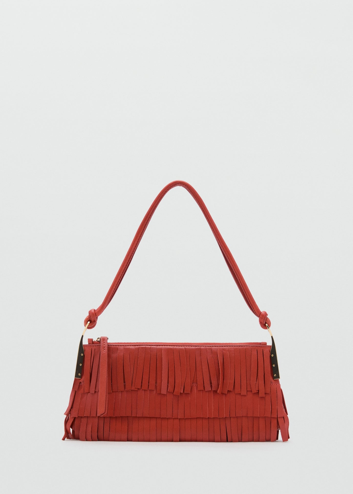 Leather shoulder bag with fringes