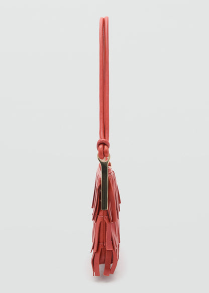 Leather shoulder bag with fringes