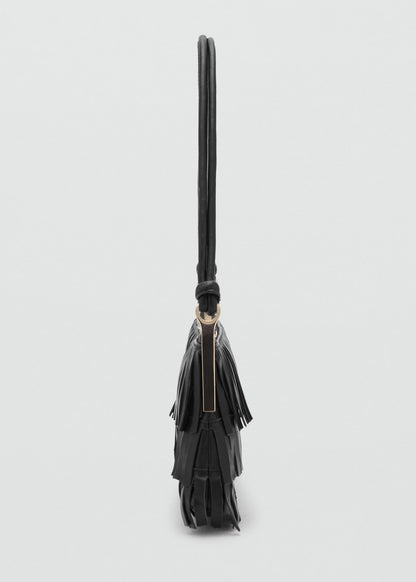 Leather shoulder bag with fringes