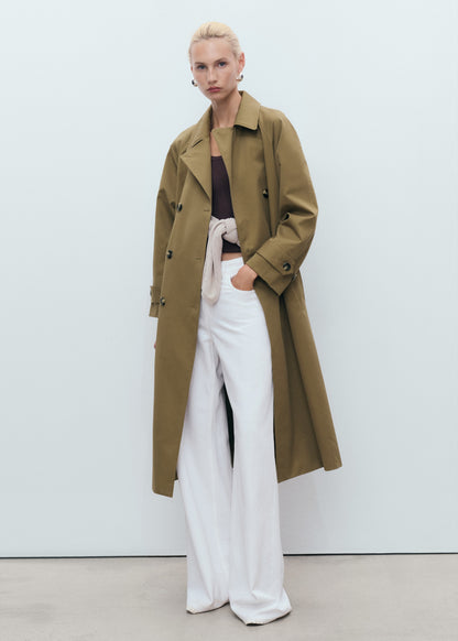 Long double-breasted trench coat