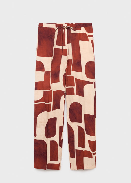 Fluid trousers with geometric pattern