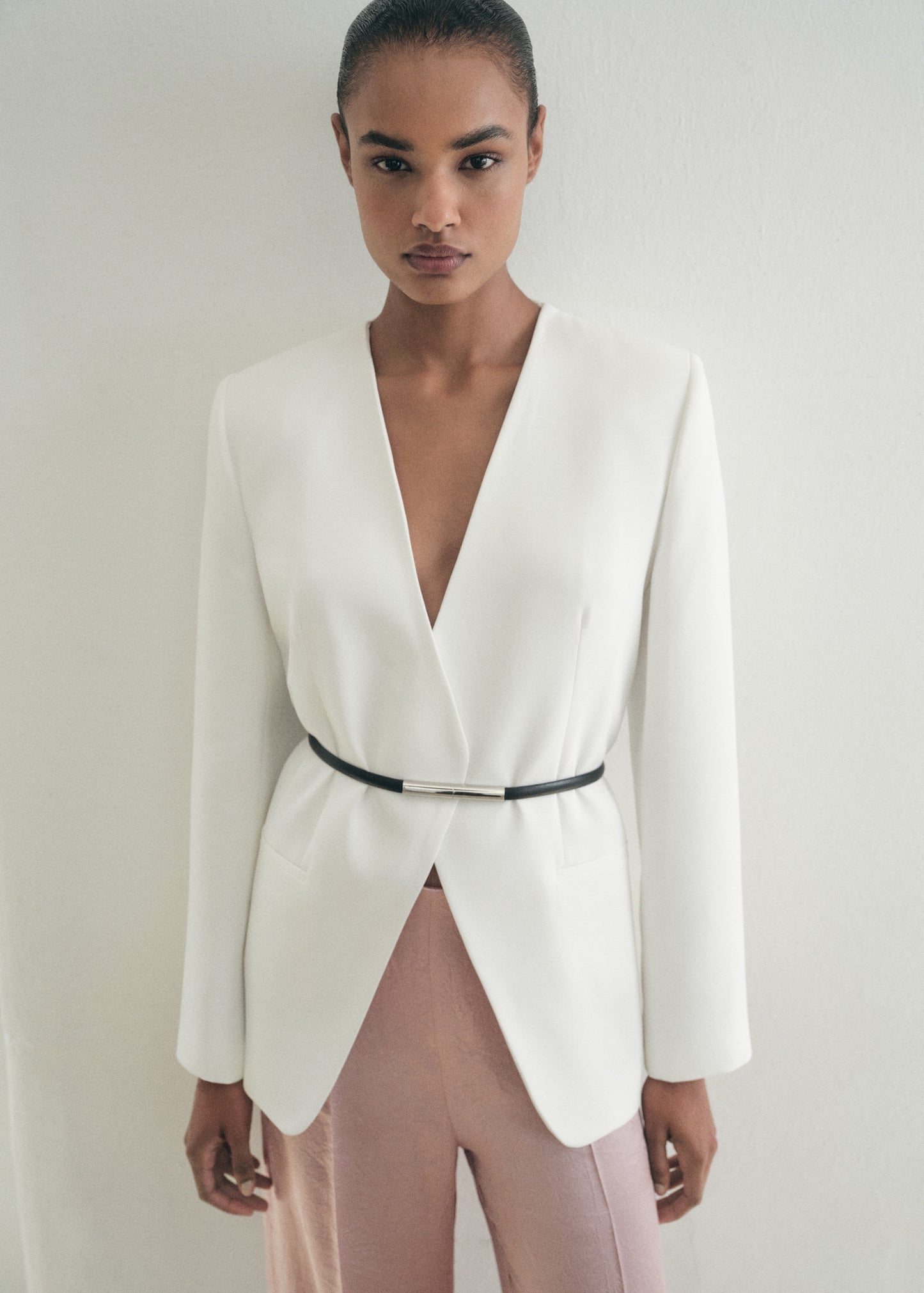 Satin trousers with a wrinkled effect