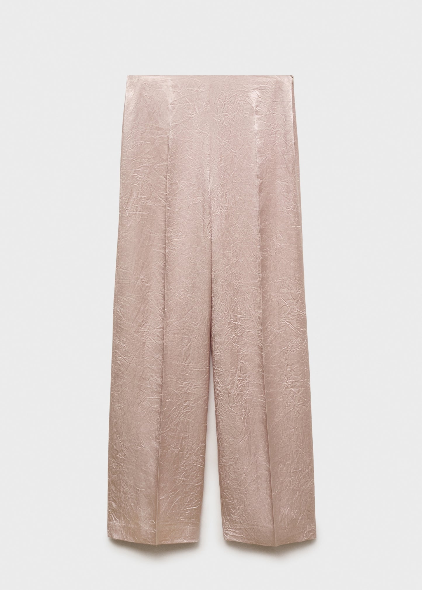 Satin trousers with a wrinkled effect