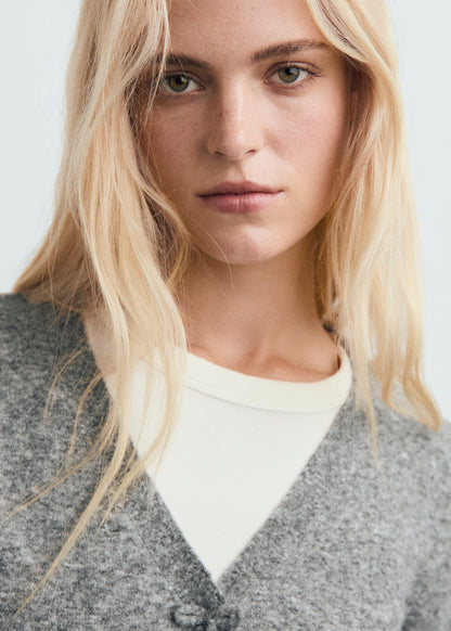 V-neck wool-blend cardigan