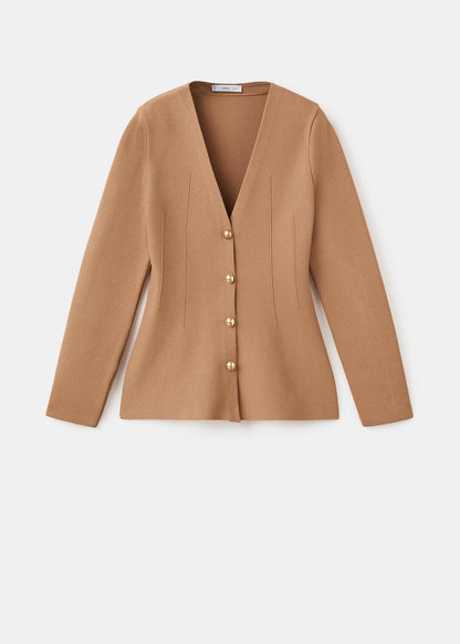 Fitted knitted jacket with buttons