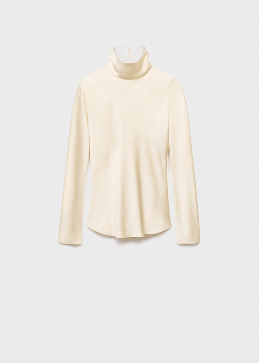 High-neck satin blouse