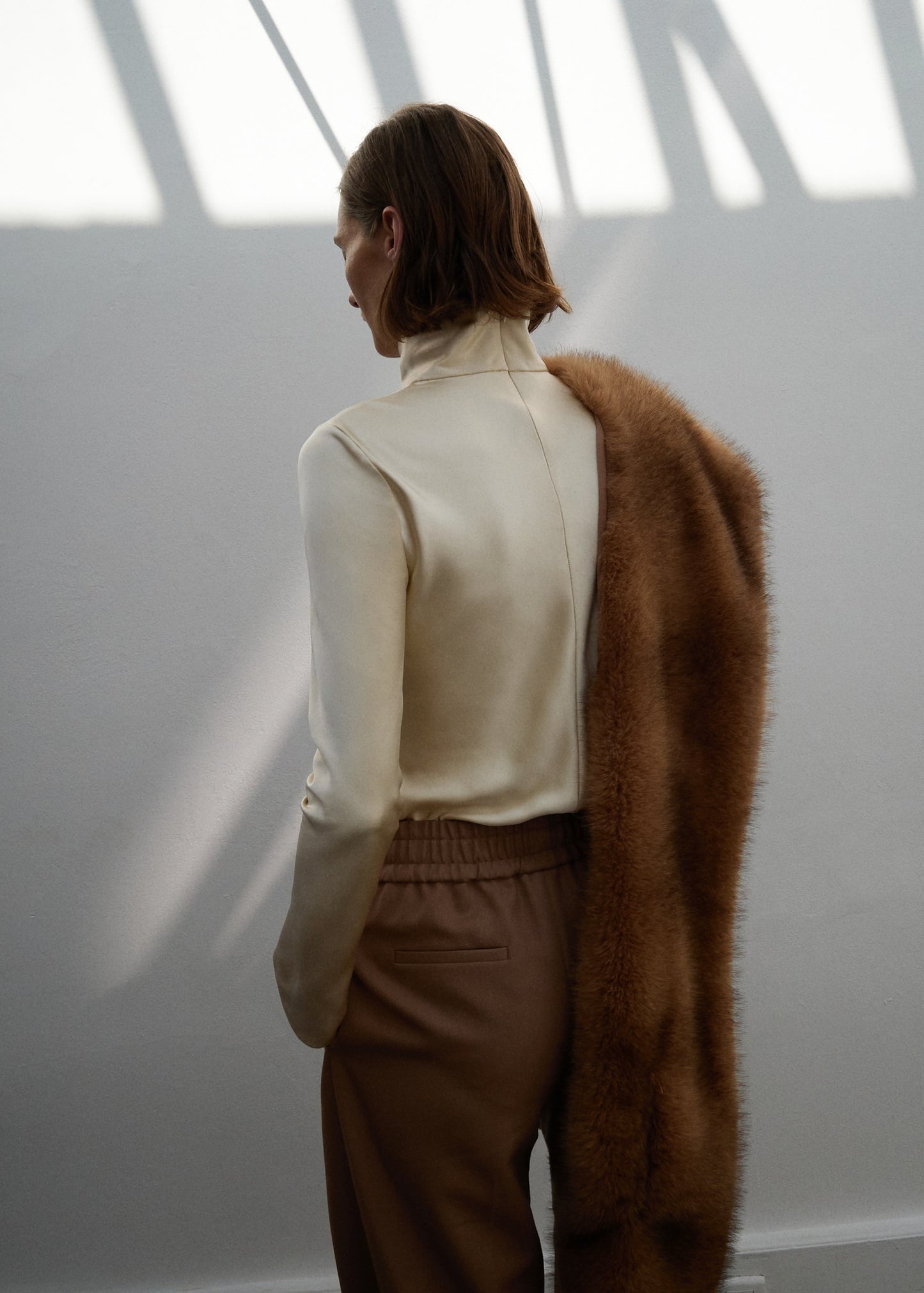 High-neck satin blouse