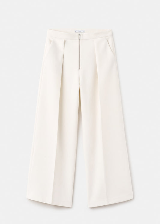 Pleated trousers with zip