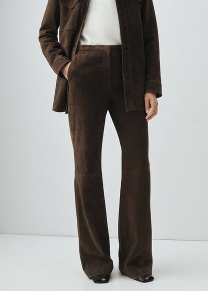 100% suede flared trousers